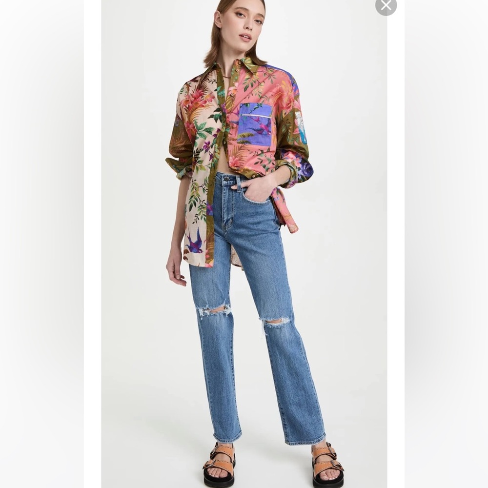 PISTOLA Cassie Super High Waist Straight Leg distressed jeans 24